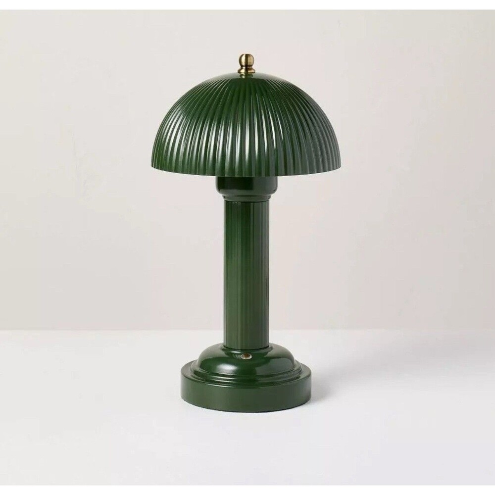 11.5" Fluted Metal Rechargeable Lamp Green (Includes LED bulb)- Hearth & Hand